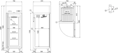 Coldline lagerkøleskab Smart A70/1ME - 601 liter - 0,92 kw/24 timer (GN 2/1)