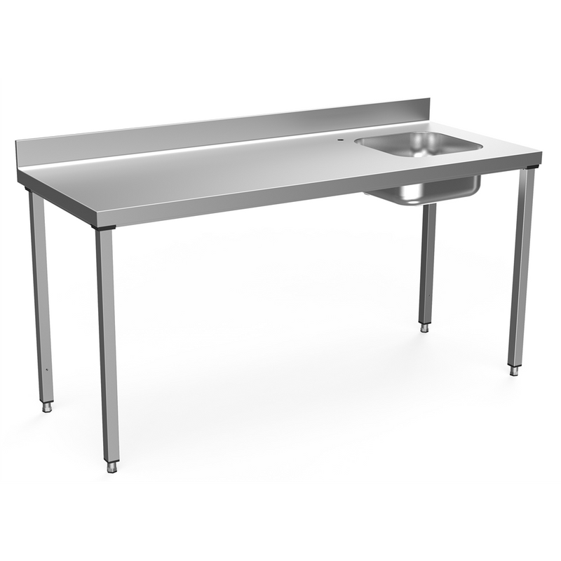 Zanussi rustfrit stålbord med vask i højre side - 70 cm dyb - 180 cm bred